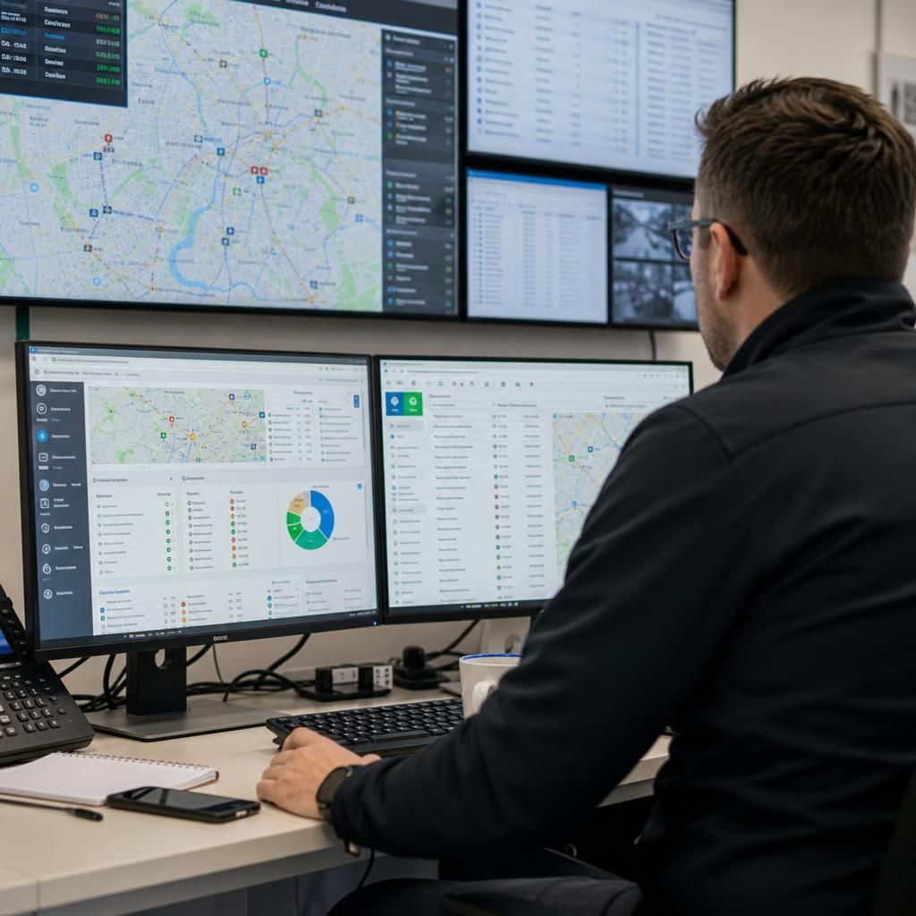 Telematics dashboard displaying fleet data