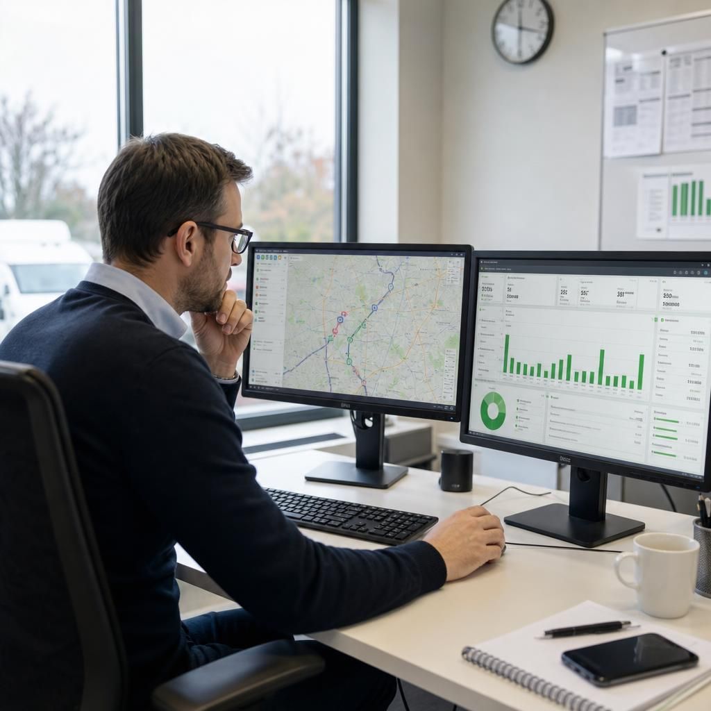 Technician analysing vehicle reports