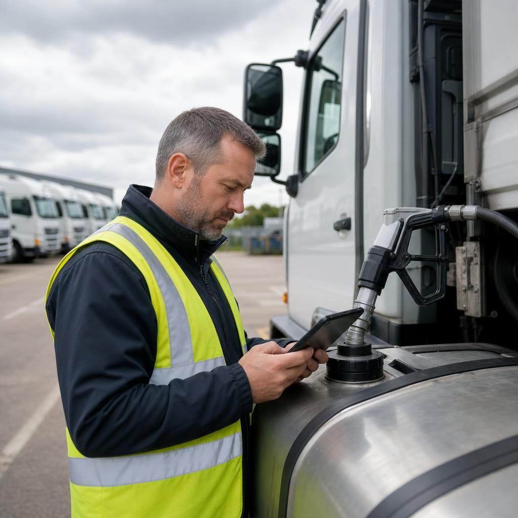 Fleet manager analysing reports on a screen