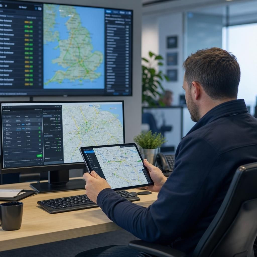 A screen displaying telematics data including driver speed and acceleration.