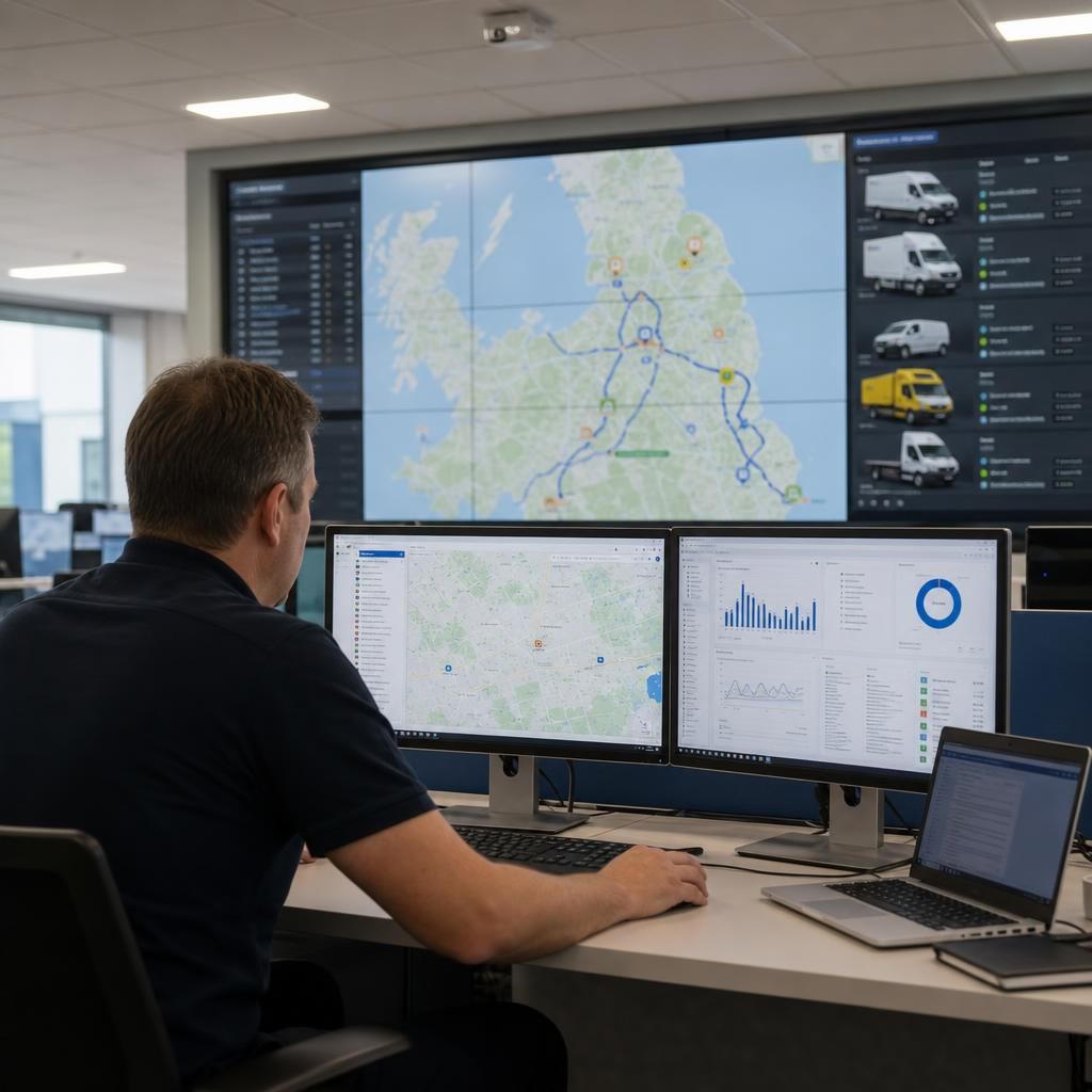 Dashboard displaying integrated telematics and GPS tracking data for vehicle diagnostics.