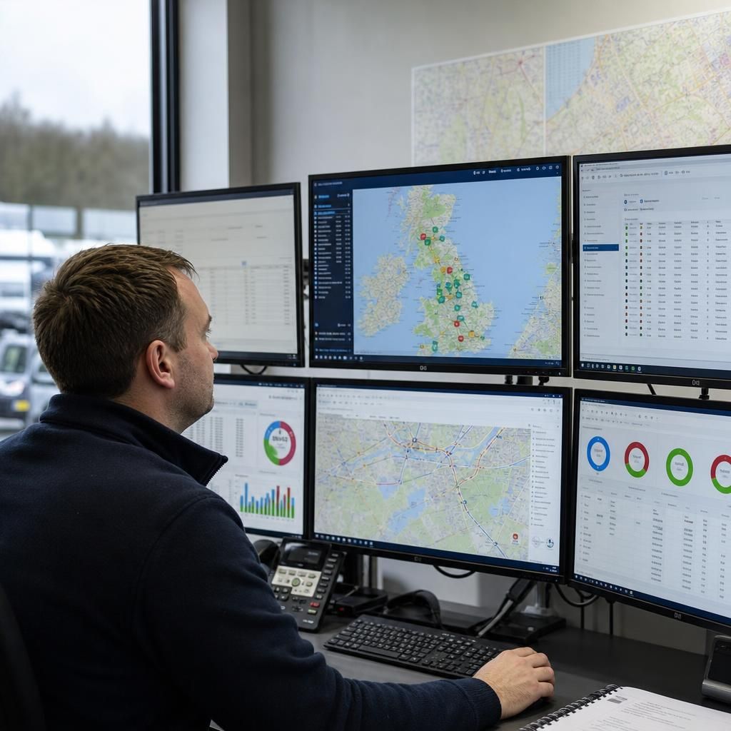 Fleet GPS tracking dashboard showing vehicle locations