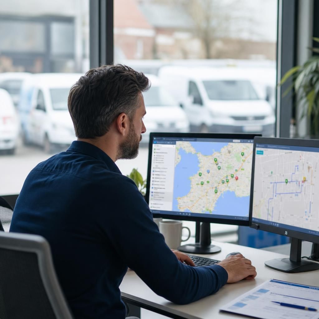 Businessman analysing cost-effective GPS tracking plans