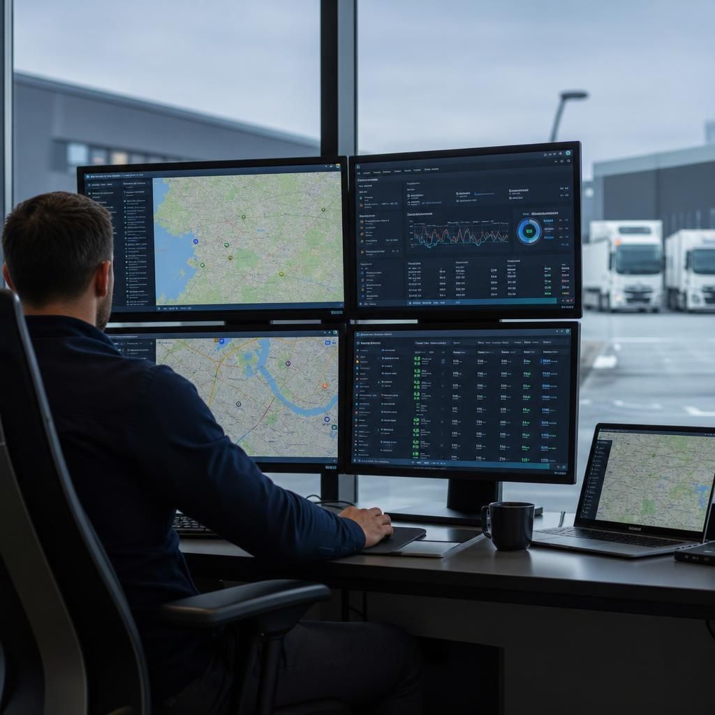 Truck equipped with GPS fleet tracking technology