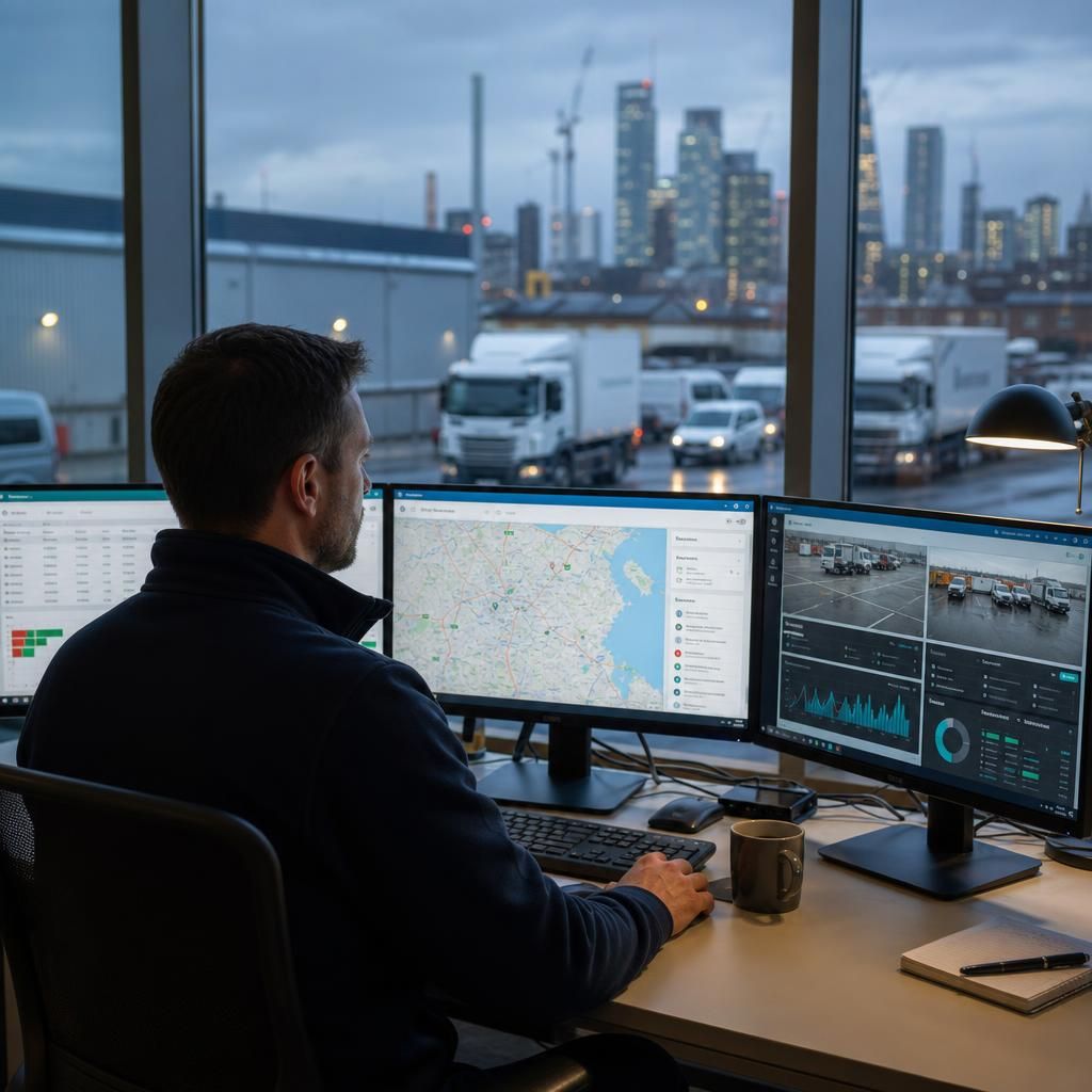 Fleet maintenance team collaborating with GPS data