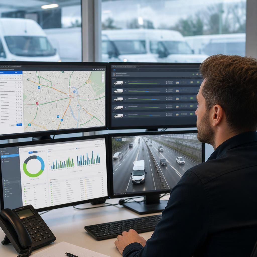 Driver receiving navigation instructions on a mobile device
