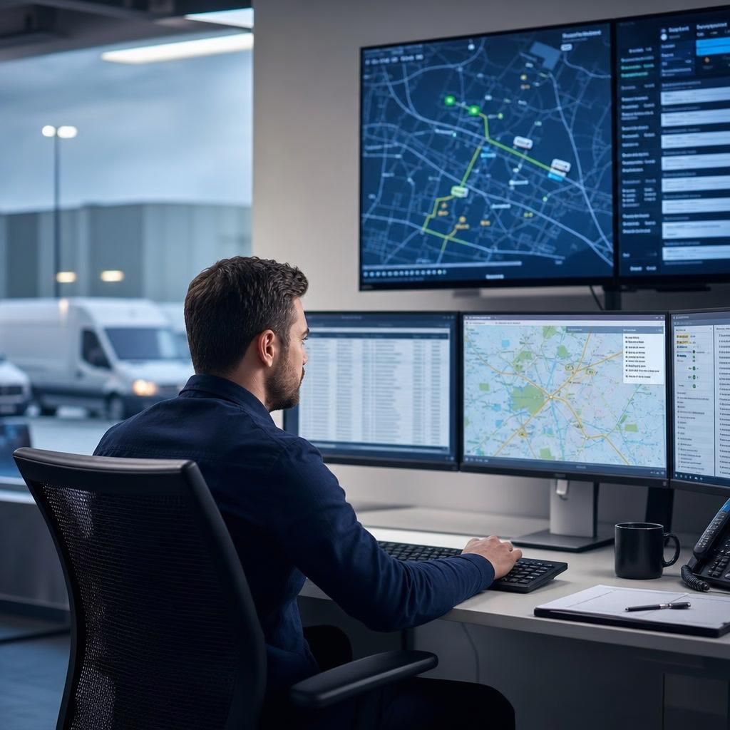 A fleet manager analysing driving behaviour data