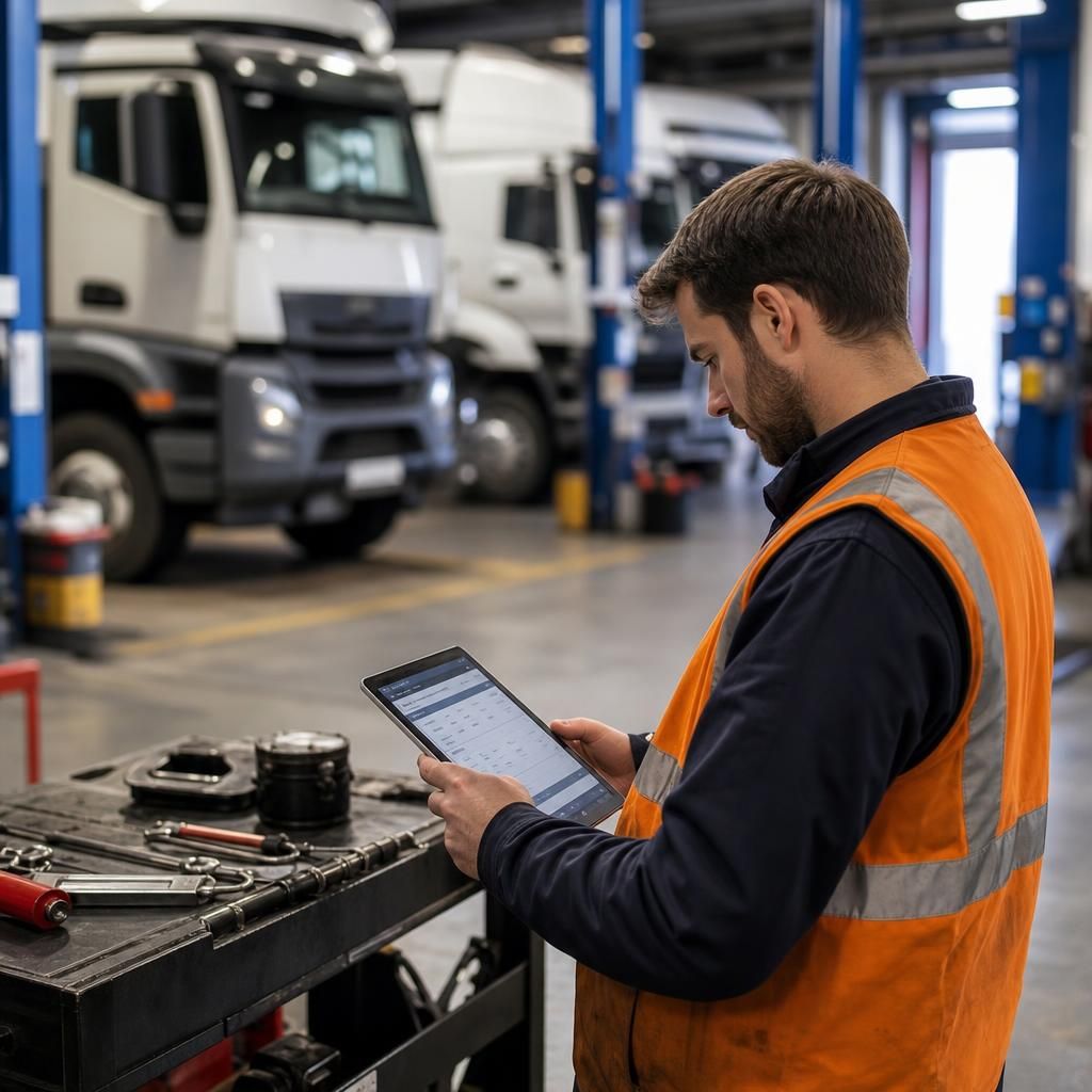 Fleet vehicles being inspected for compliance