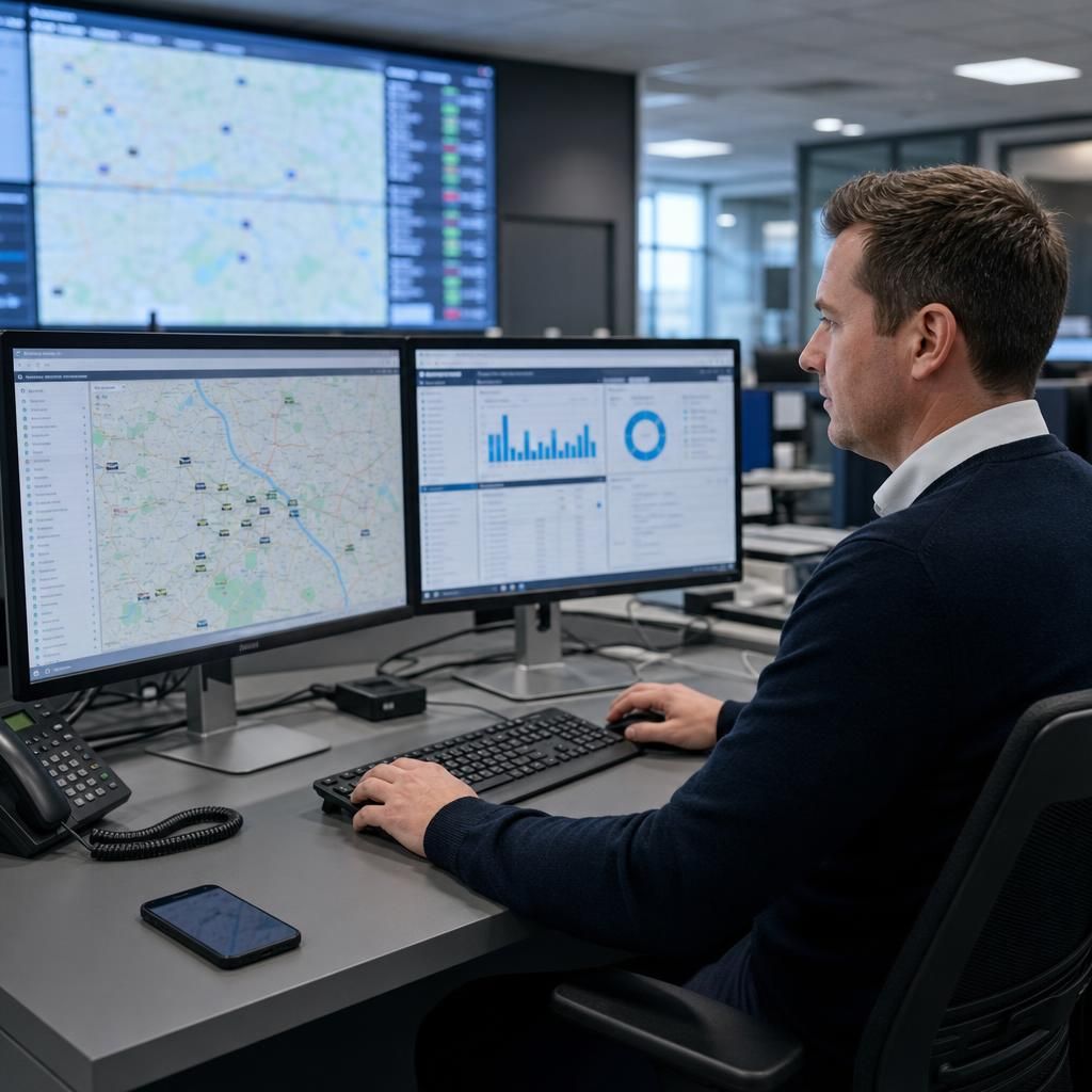 Fleet of commercial vehicles equipped with GPS tracking