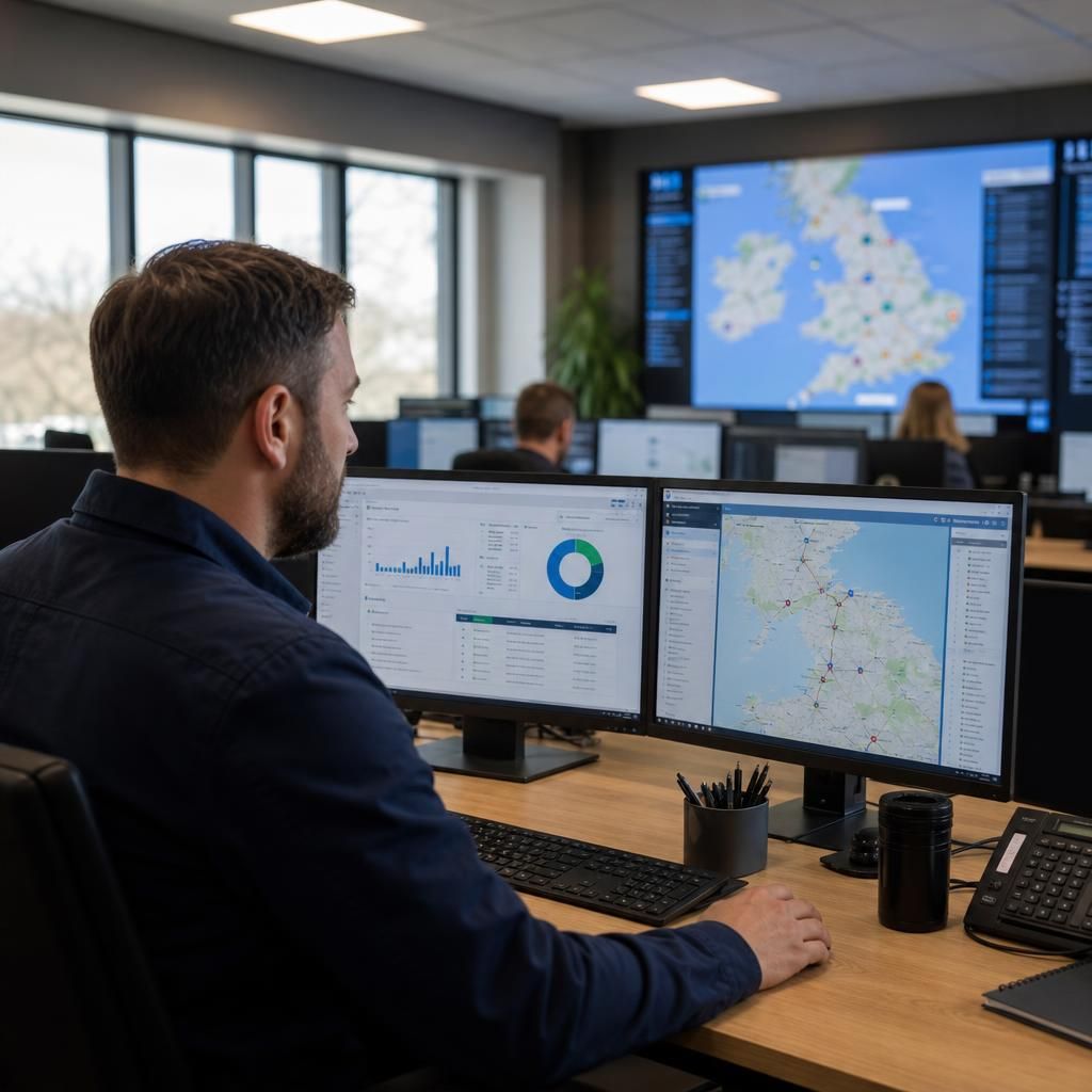 Graph displayed on a monitor showcasing telematics data