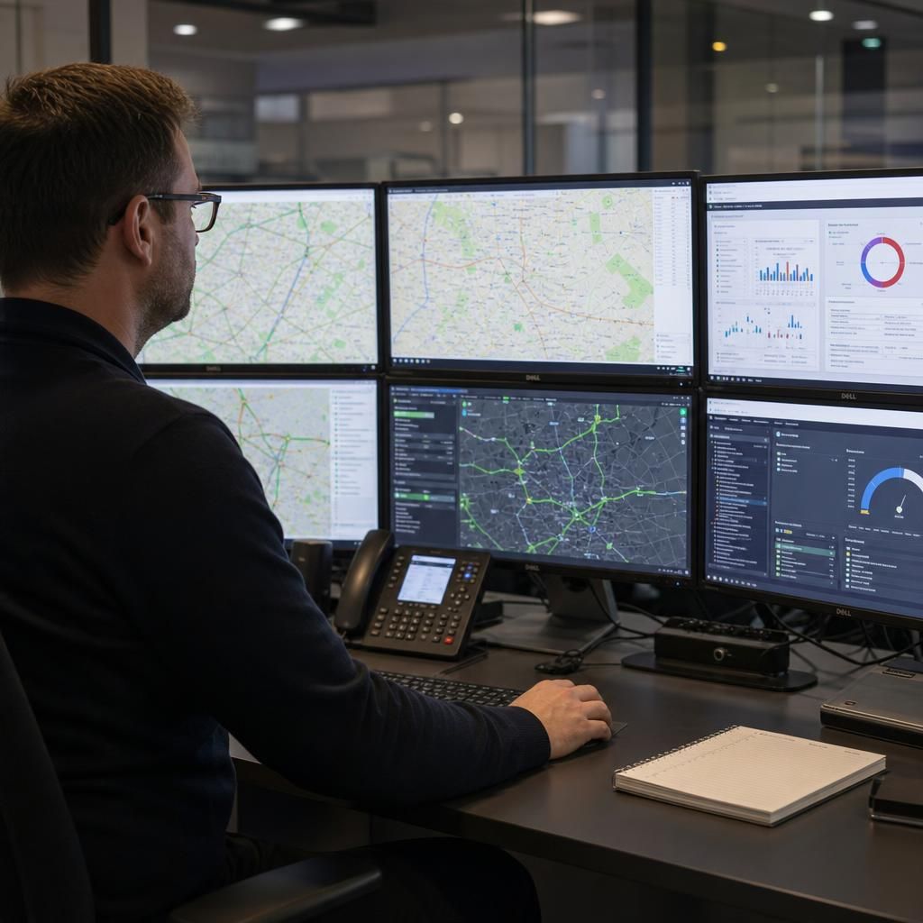 Fleet manager using a tablet for compliance checks