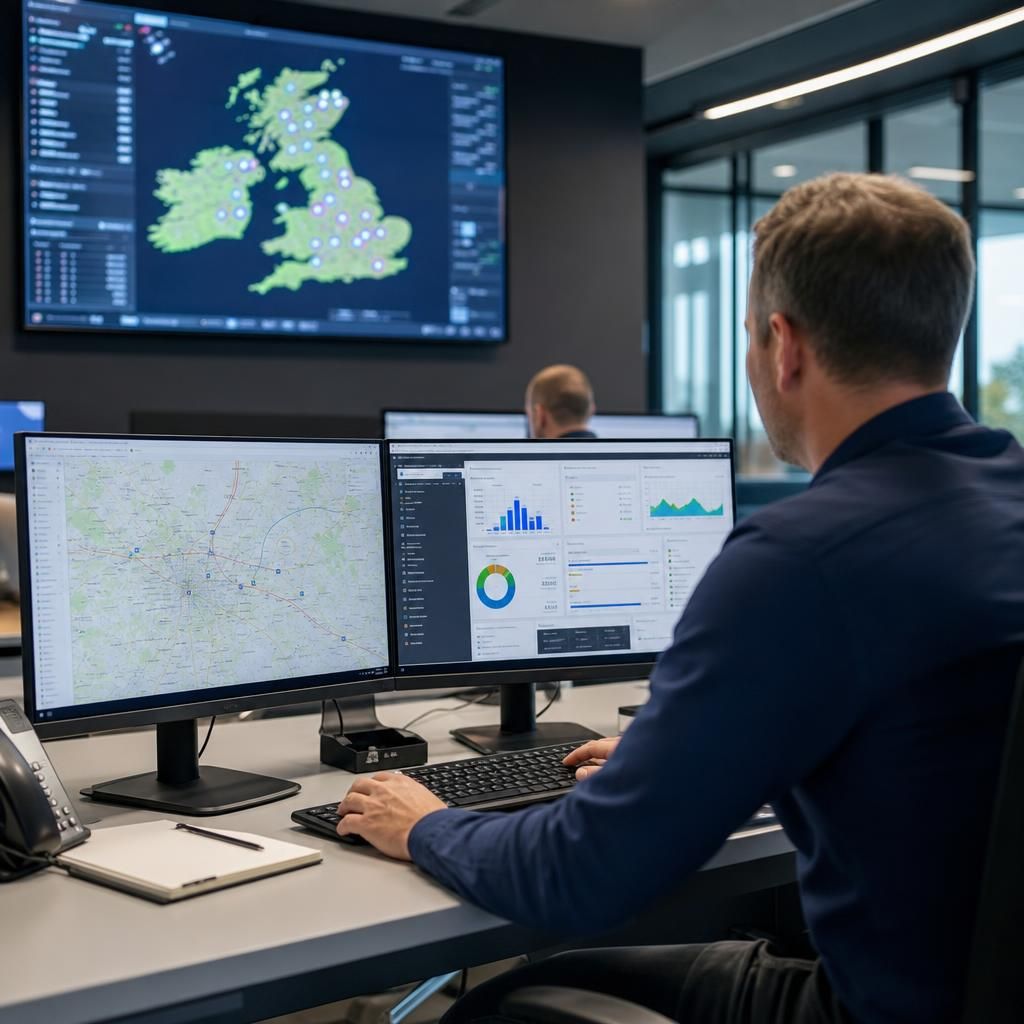 Fleet operational efficiency metrics on a screen