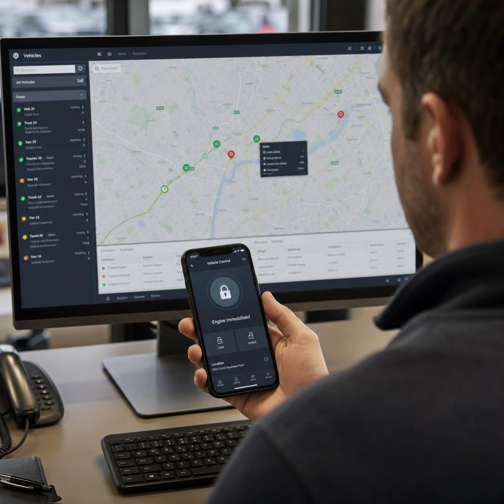 Manager analysing fleet management data
