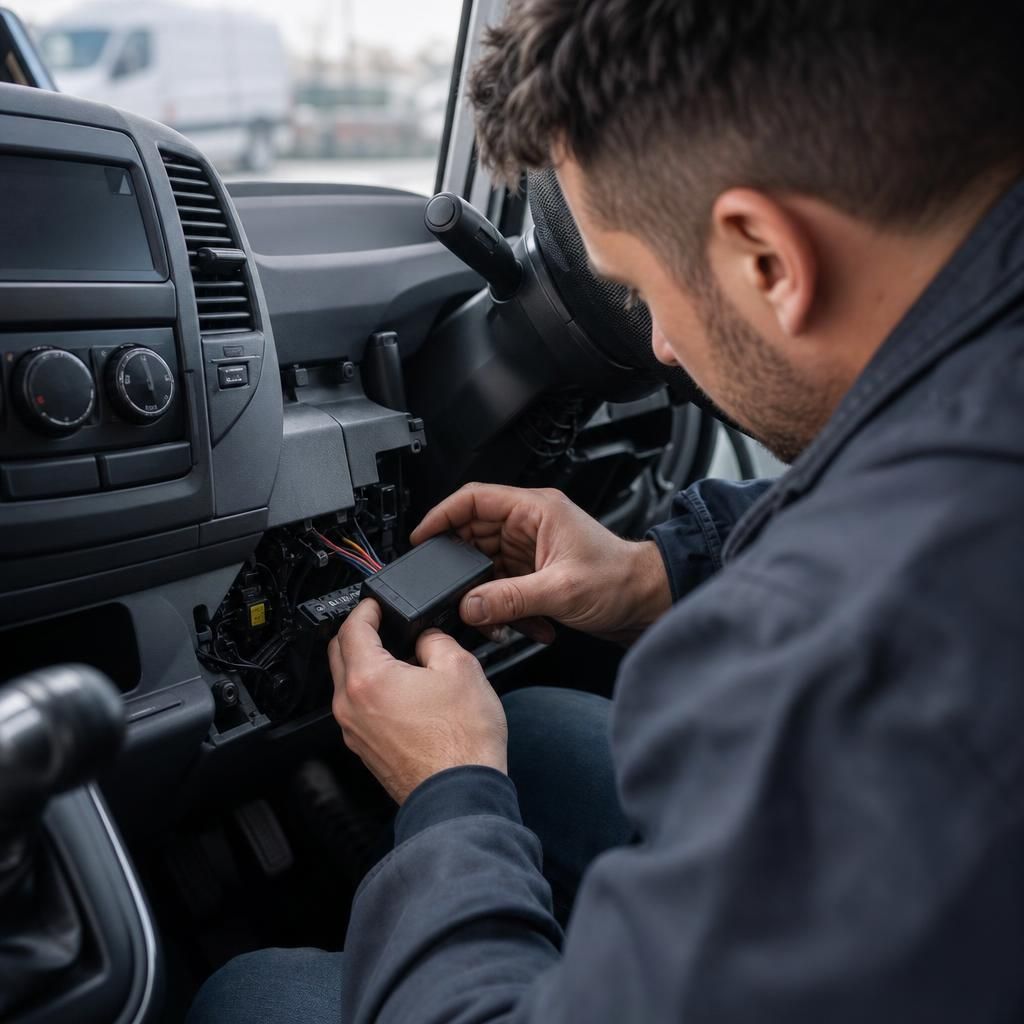 Different types of vehicles equipped with trackers