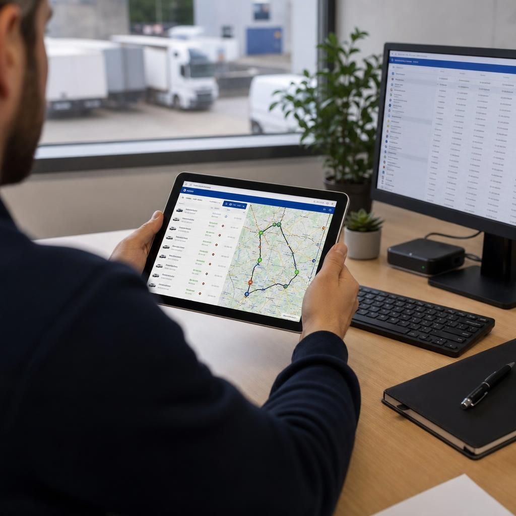 Fleet management dashboard on a tablet