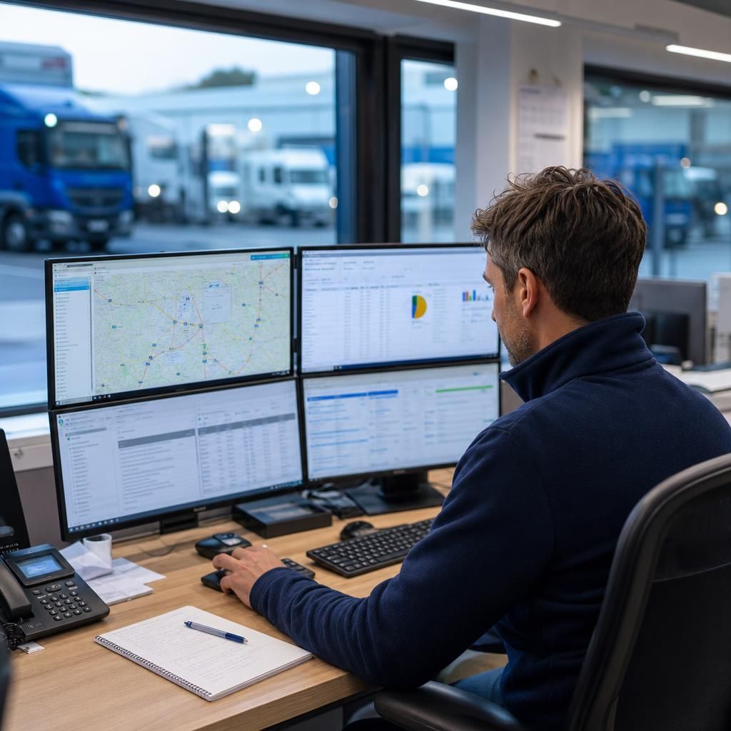 Logistics planner evaluating real-time tracking data