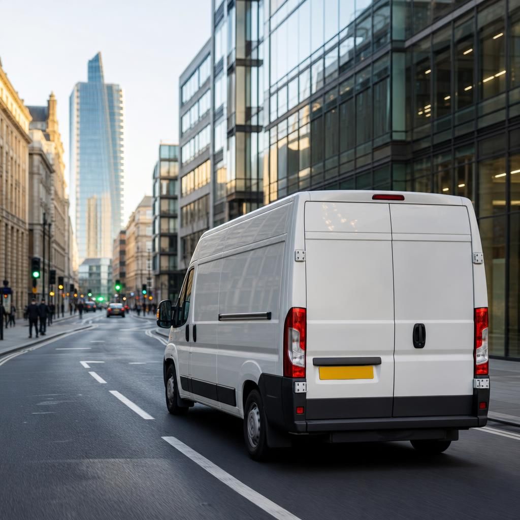 Delivery van on urban route