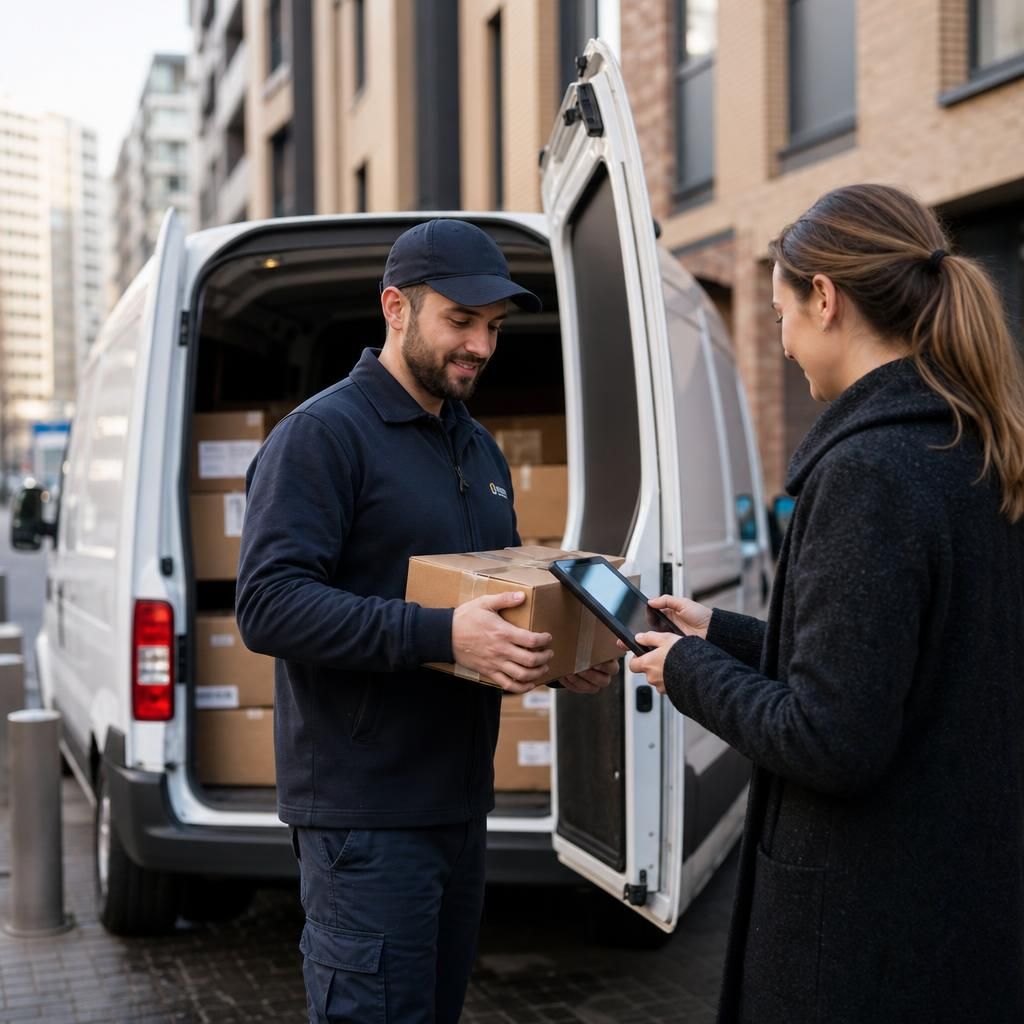 Logistics manager analysing data