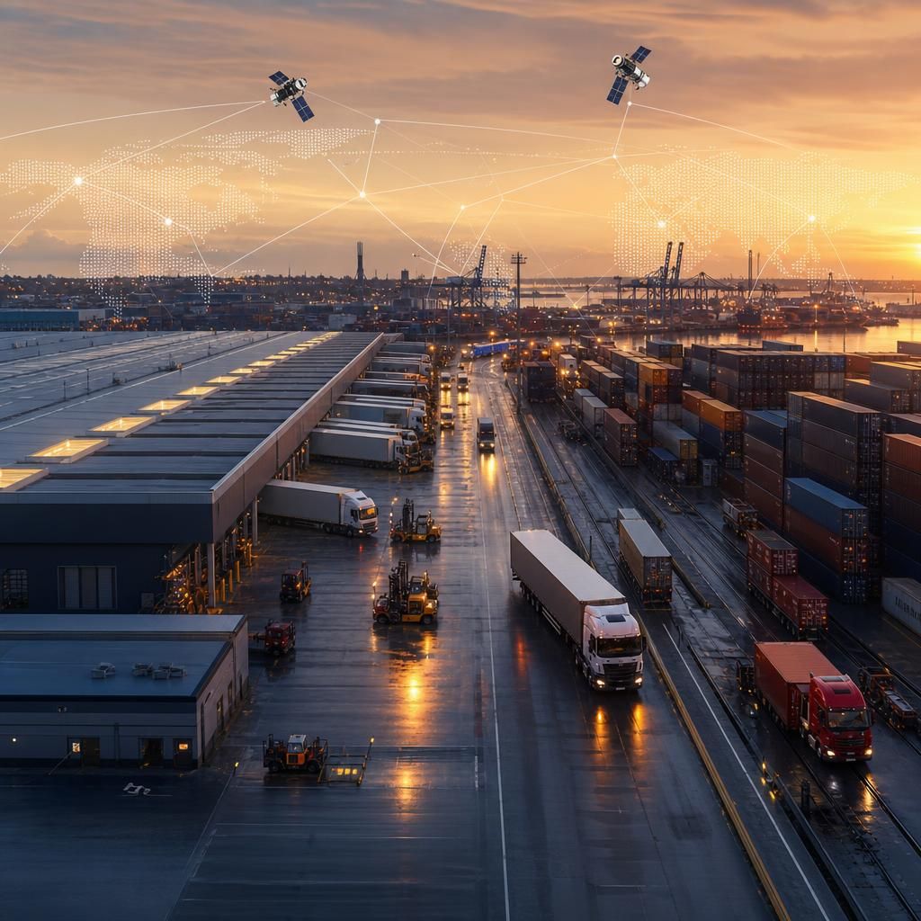 Secure freight with lock symbols and digital network illustration