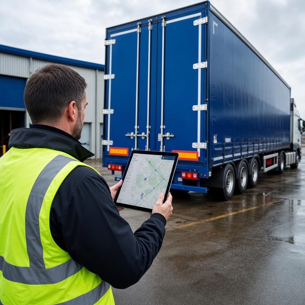 GPS tracker displaying trailer location on a map
