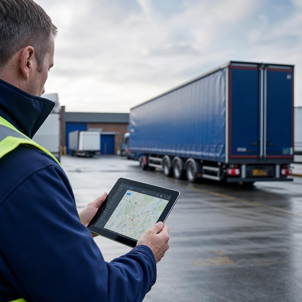 Person using a tablet to manage fleet operations