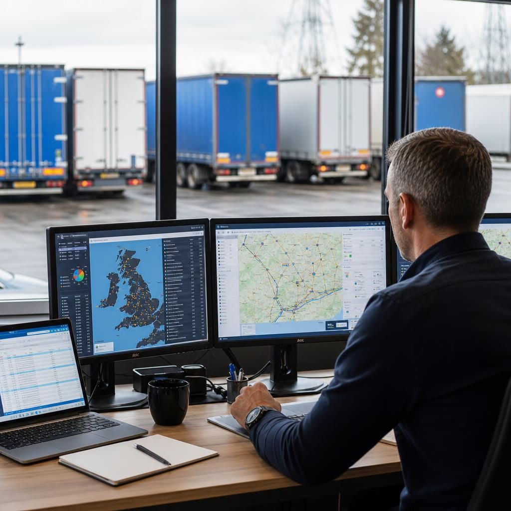 Digital map highlighting optimised routes for trailers