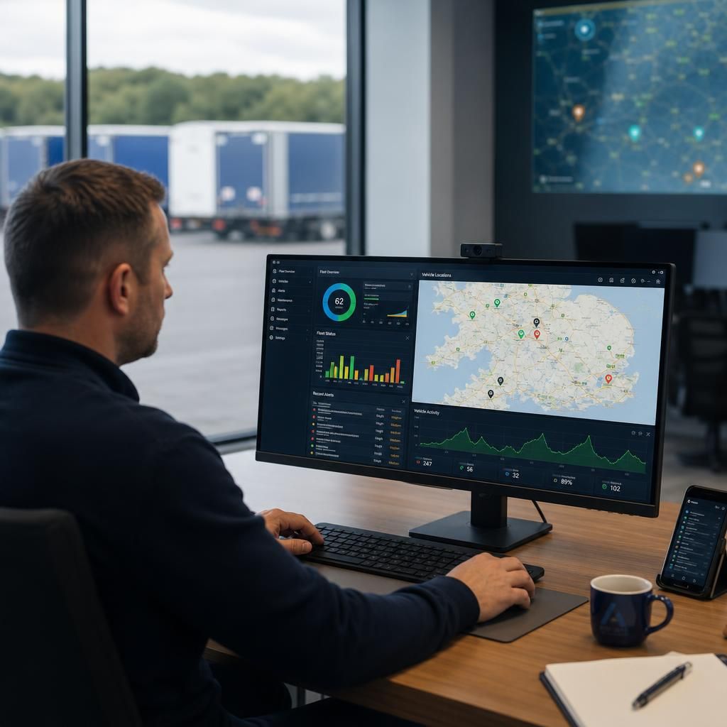 Telematics data screen on a tablet
