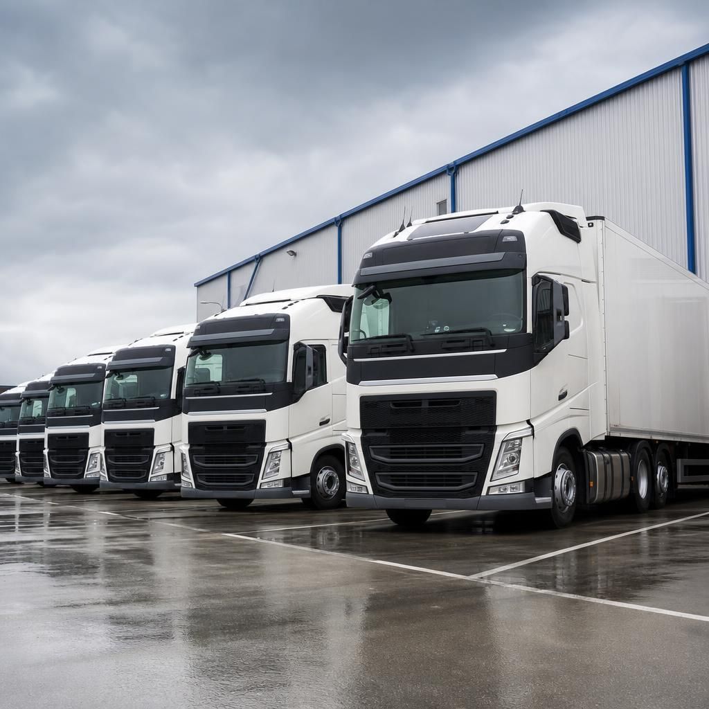 Eco-friendly trucks driving on a highway