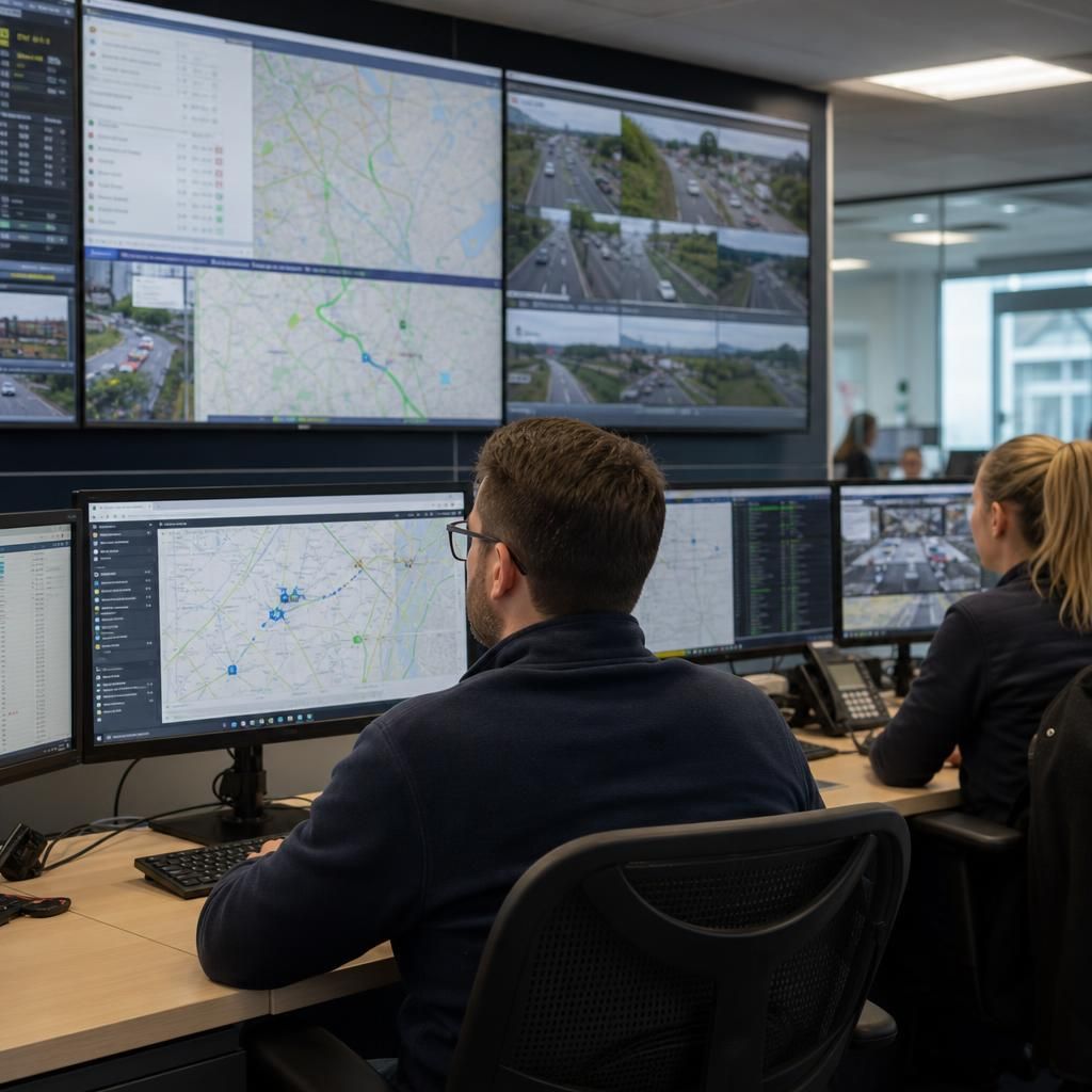 Delivery trucks in motion monitored via GPS