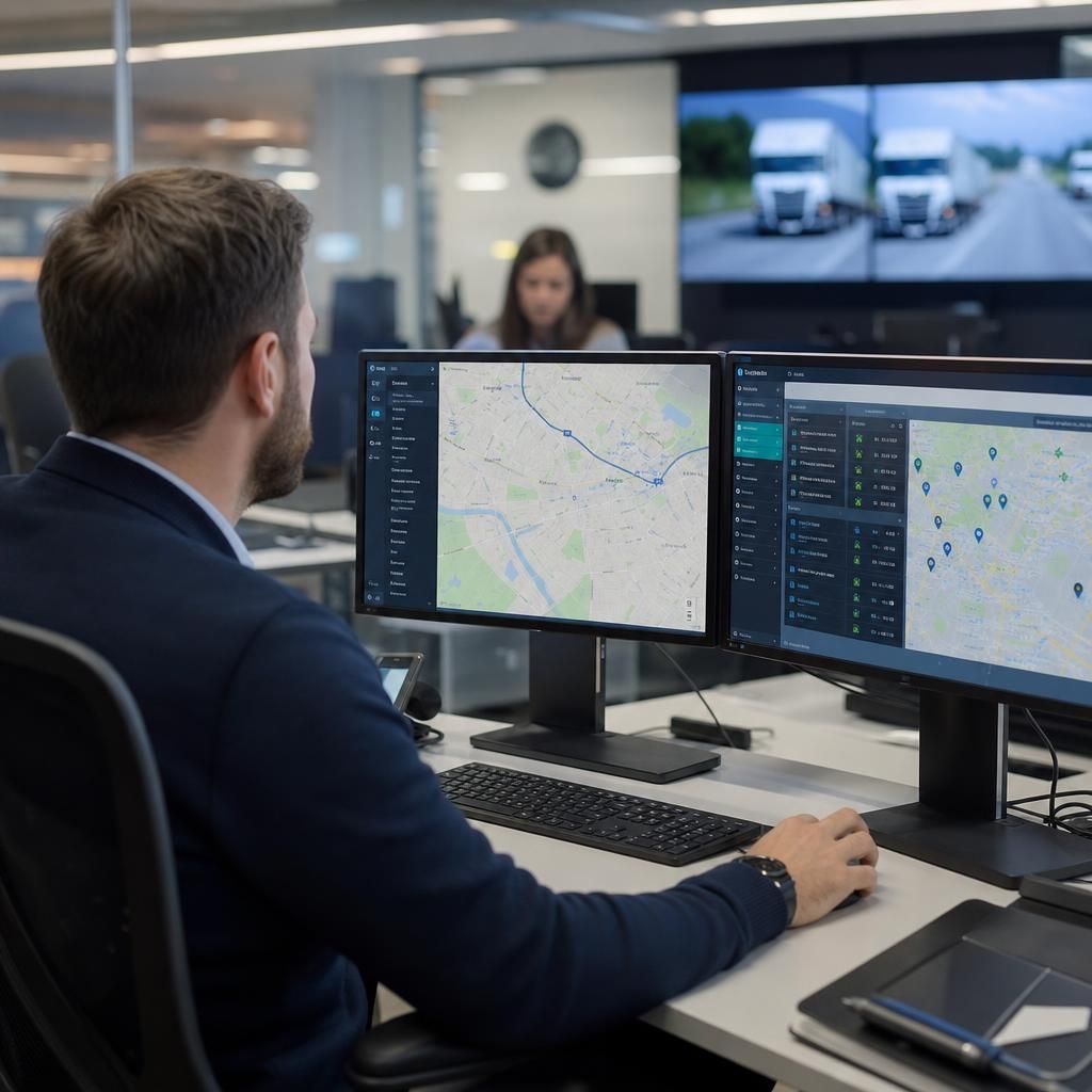 Fleet of construction vehicles tracked by GPS
