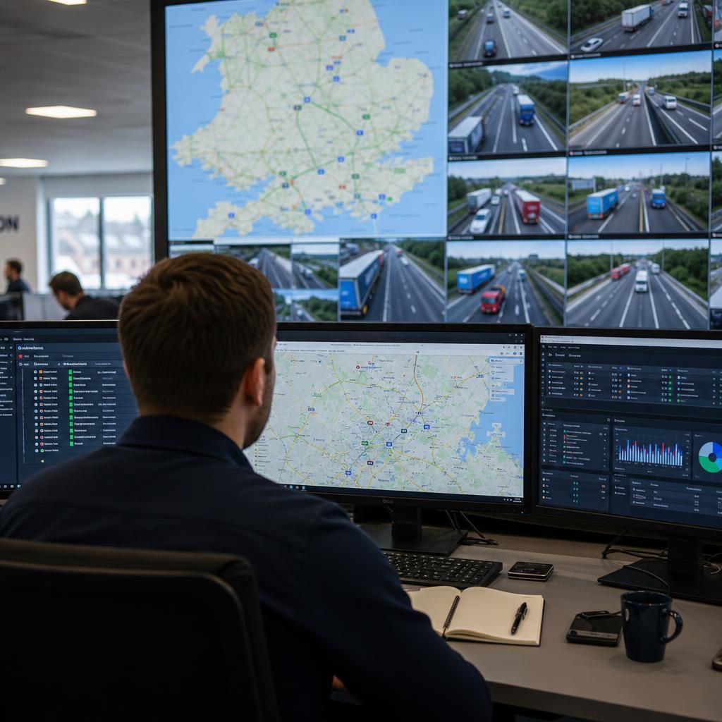 GPS monitoring centre managing vehicle fleets