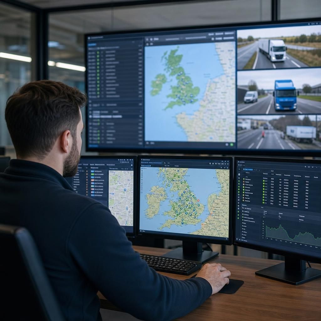 Fleet of delivery vehicles equipped with ACES GPS tracking systems