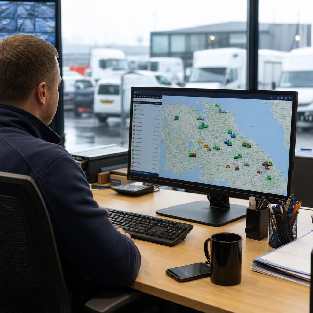 Fleet of delivery vehicles equipped with GPS trackers