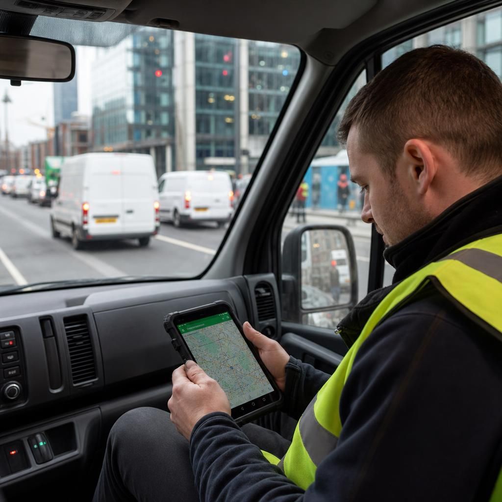 Fleet of delivery vans equipped with GPS tracking
