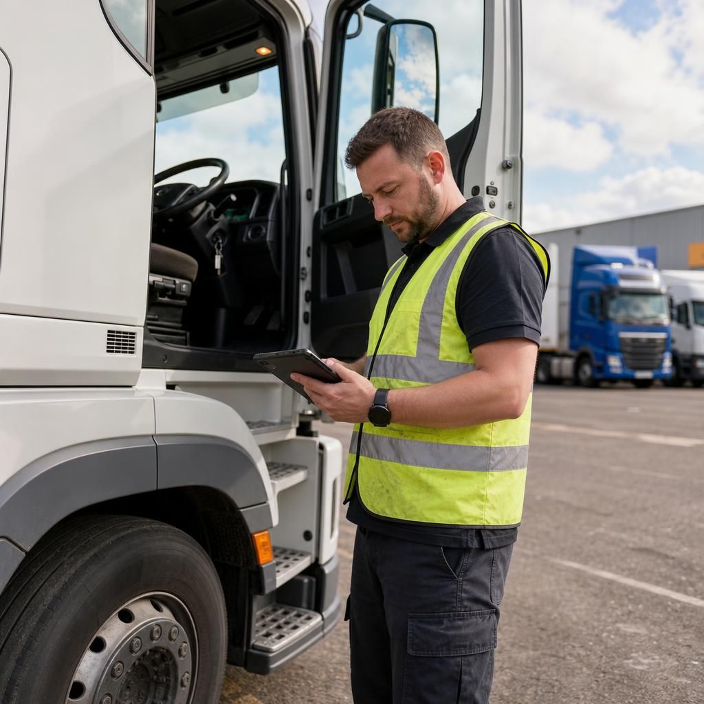 A fleet of trucks equipped with GPS systems