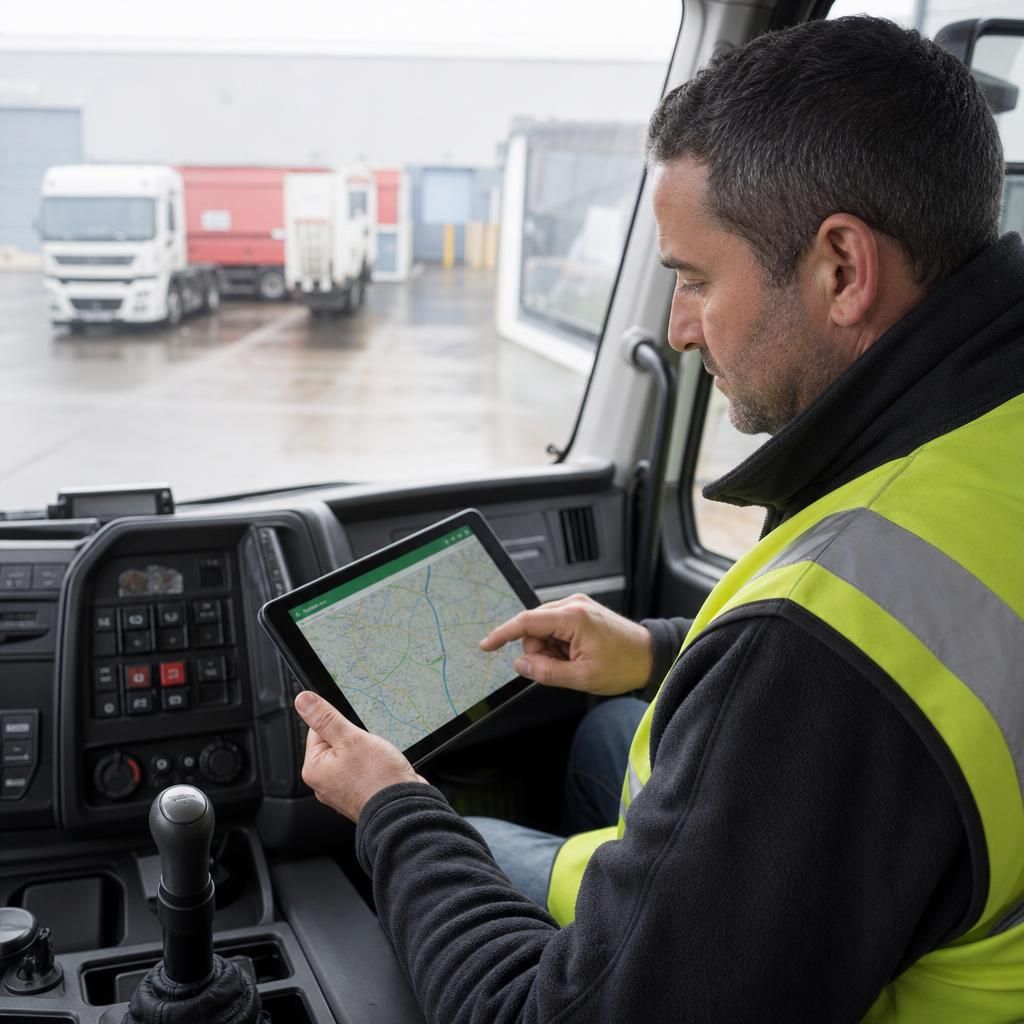 Fleet of trucks equipped with ACES GPS tracking