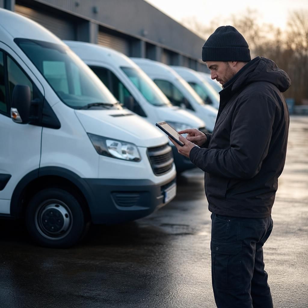 Delivery van equipped with GPS tracker