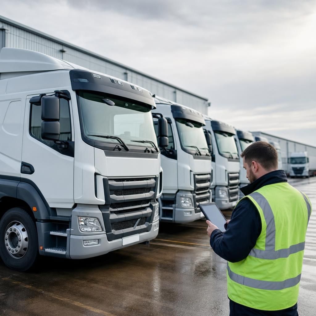 Delivery truck being loaded