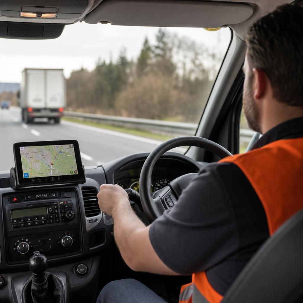 Fleet of delivery trucks equipped with GPS tracking devices