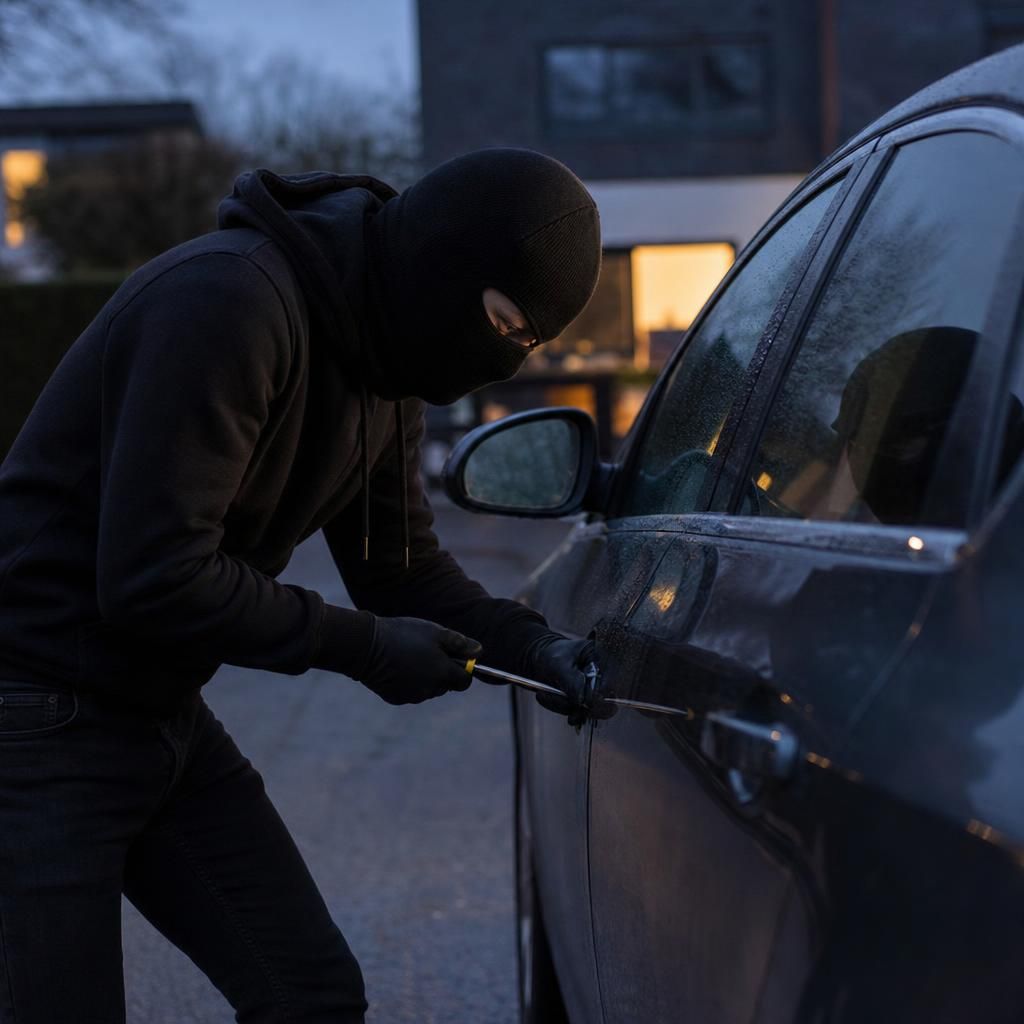 A vehicle immobilised due to security features