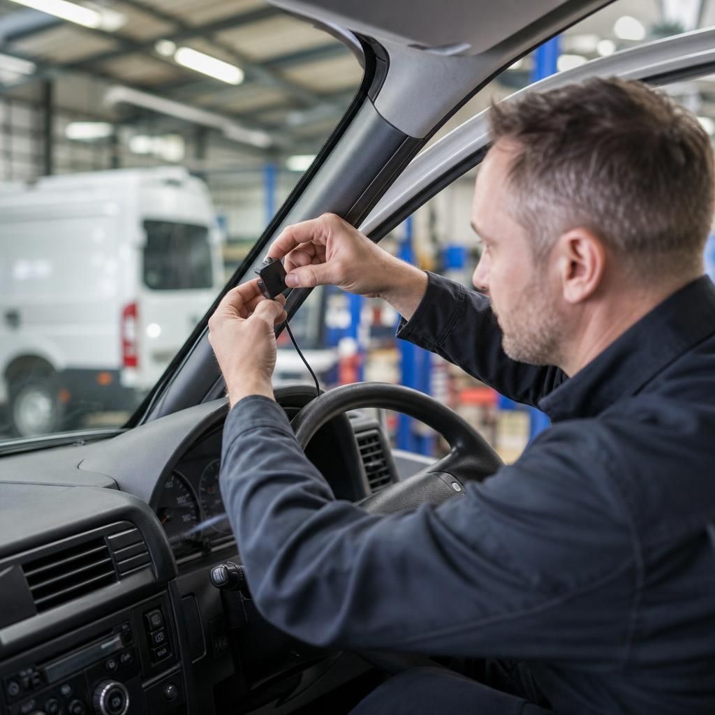 Delivery van with installed GPS tracking