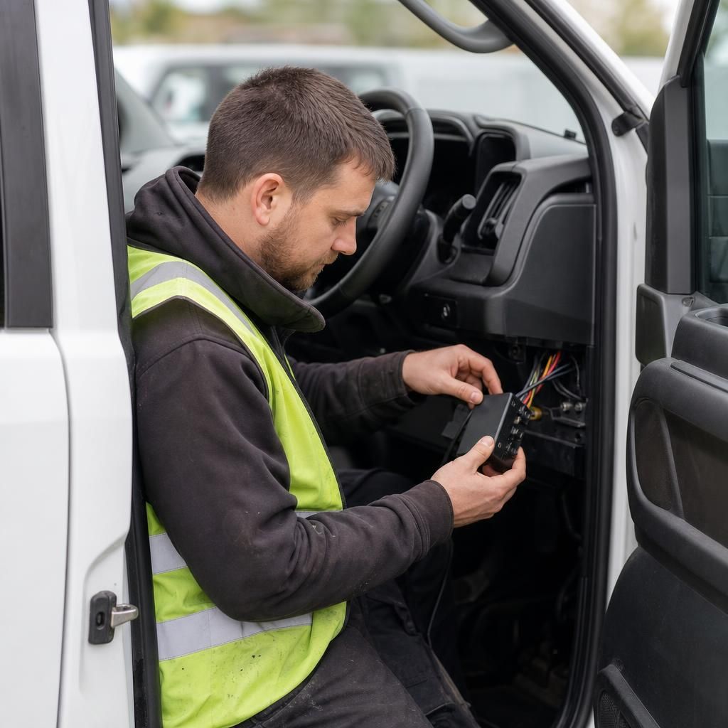 Fleet management office with tracking screens