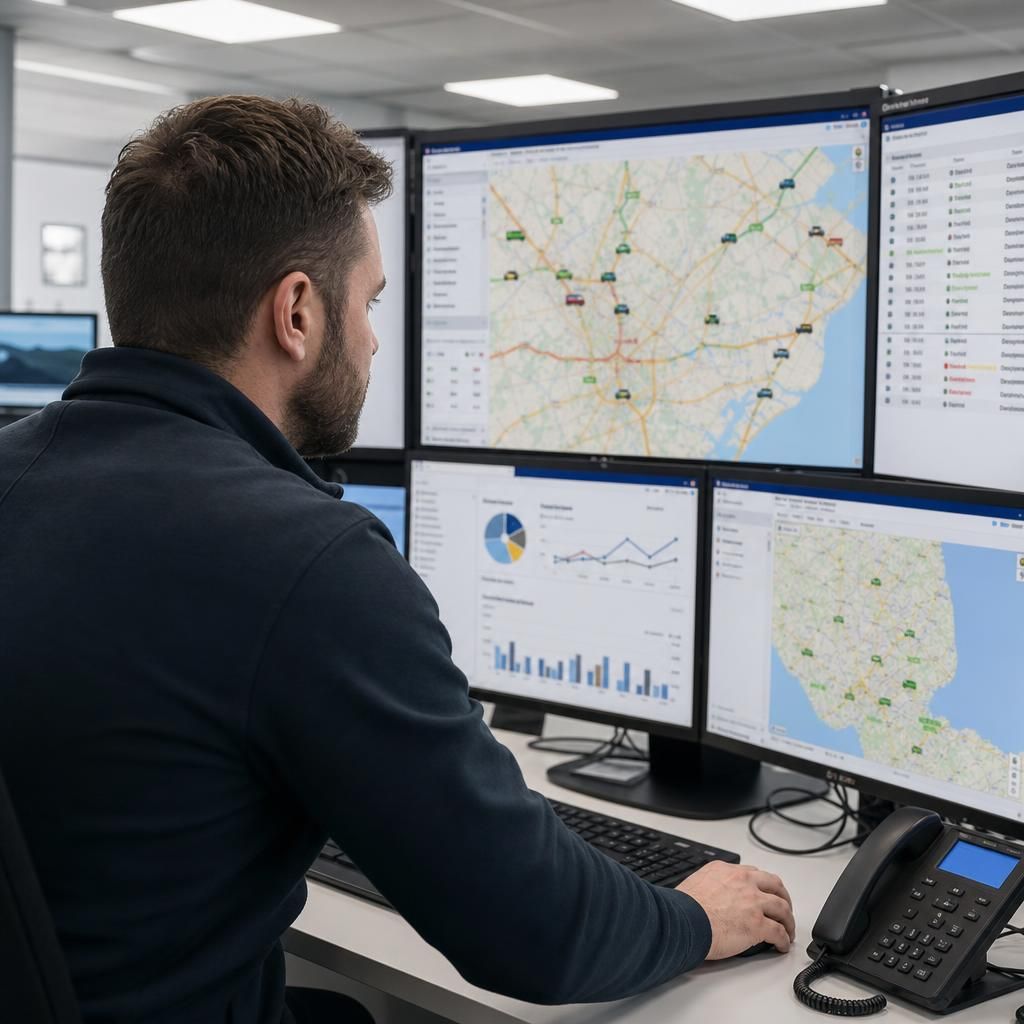 Telematics data being analysed on a laptop